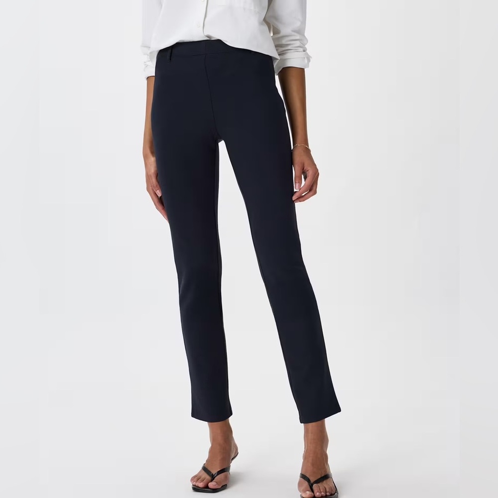 Quince Ultra-Stretch Ponte Straight Leg Pants Navy Blue Medium